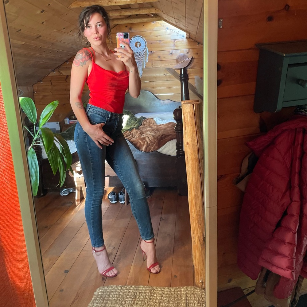 Gucci Red Suede Isle Heeled Sandals